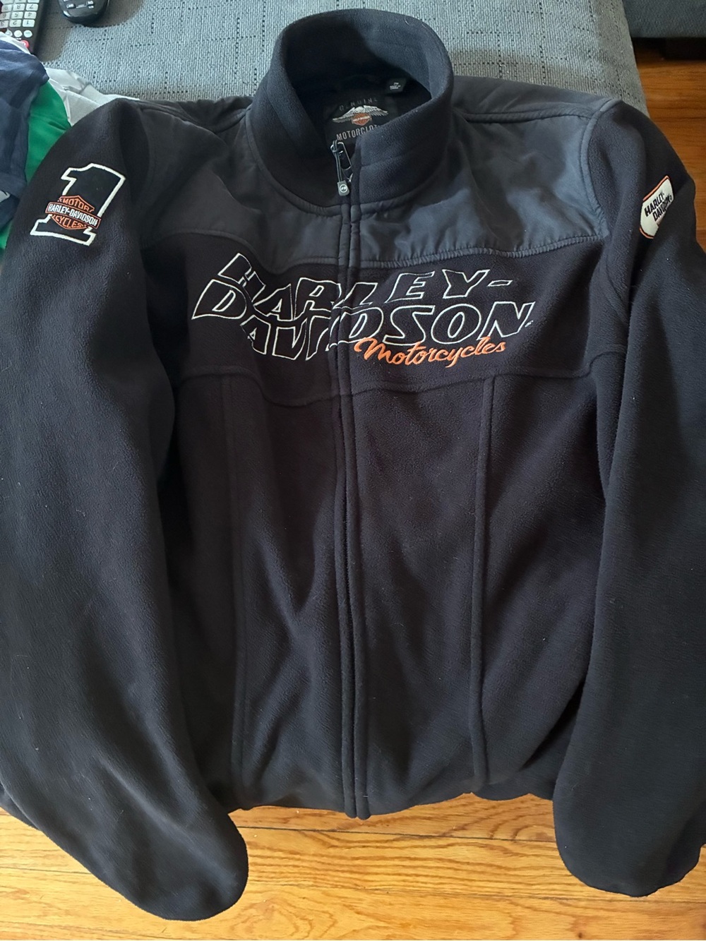 Harley-Davidson Black woman’s Fleece Jacket with Orange Logo